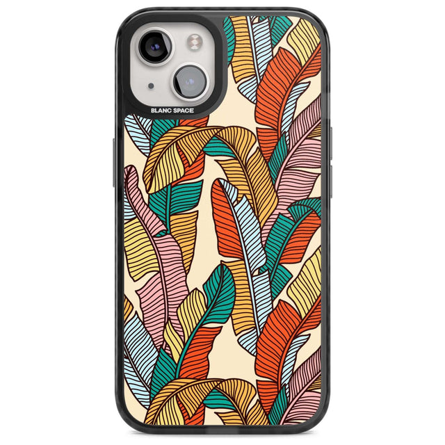 Pastel Palm Leaves Phone Case iPhone 15 Plus / Magsafe Black Impact Case,iPhone 15 / Magsafe Black Impact Case,iPhone 14 Plus / Magsafe Black Impact Case,iPhone 14 / Magsafe Black Impact Case,iPhone 13 / Magsafe Black Impact Case Blanc Space