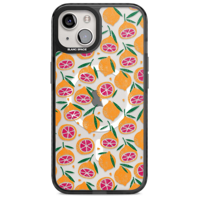 Blood Orange Fruit Pattern Transparent Phone Case iPhone 15 / Magsafe Black Impact Case,iPhone 15 Plus / Magsafe Black Impact Case,iPhone 13 / Magsafe Black Impact Case,iPhone 14 / Magsafe Black Impact Case,iPhone 14 Plus / Magsafe Black Impact Case Blanc Space