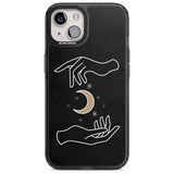 Hands Surrounding Moon Phone Case iPhone 15 Plus / Magsafe Black Impact Case,iPhone 15 / Magsafe Black Impact Case,iPhone 14 Plus / Magsafe Black Impact Case,iPhone 14 / Magsafe Black Impact Case,iPhone 13 / Magsafe Black Impact Case Blanc Space