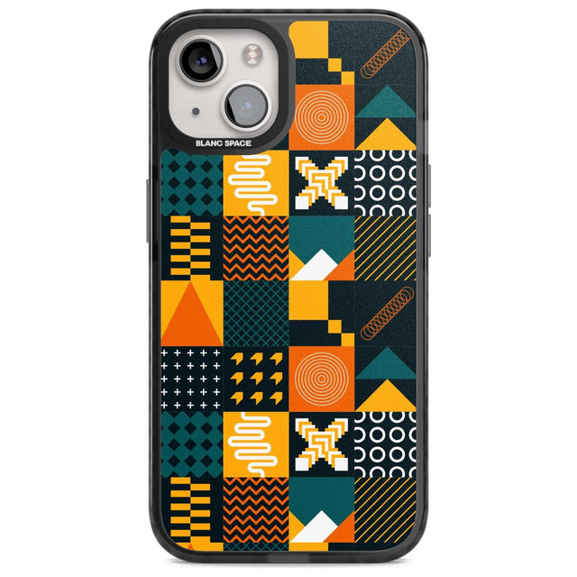 Funky Geometric Patterns: Orange & Dark Green Phone Case iPhone 15 / Magsafe Black Impact Case,iPhone 15 Plus / Magsafe Black Impact Case,iPhone 13 / Magsafe Black Impact Case,iPhone 14 / Magsafe Black Impact Case,iPhone 14 Plus / Magsafe Black Impact Case Blanc Space