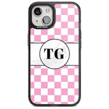 Personalised Monogrammed Pink Check Phone Case iPhone 15 / Magsafe Black Impact Case,iPhone 15 Plus / Magsafe Black Impact Case,iPhone 13 / Magsafe Black Impact Case,iPhone 14 / Magsafe Black Impact Case,iPhone 14 Plus / Magsafe Black Impact Case Blanc Space