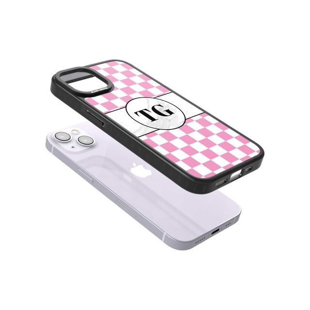 Personalised Monogrammed Pink Check Phone Case iPhone 15 Pro Max / Black Impact Case,iPhone 15 Plus / Black Impact Case,iPhone 15 Pro / Black Impact Case,iPhone 15 / Black Impact Case,iPhone 15 Pro Max / Impact Case,iPhone 15 Plus / Impact Case,iPhone 15 Pro / Impact Case,iPhone 15 / Impact Case,iPhone 15 Pro Max / Magsafe Black Impact Case,iPhone 15 Plus / Magsafe Black Impact Case,iPhone 15 Pro / Magsafe Black Impact Case,iPhone 15 / Magsafe Black Impact Case,iPhone 14 Pro Max / Black Impact Case,iPhone 1