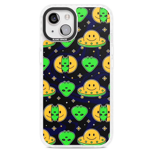 Alien Head Pattern Phone Case iPhone 15 Plus / Magsafe Impact Case,iPhone 15 / Magsafe Impact Case Blanc Space