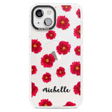 Personalised Red Peonies & Cursive Custom Phone Case iPhone 15 Plus / Magsafe Impact Case,iPhone 15 / Magsafe Impact Case Blanc Space