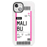 Personalised Pink Malibu Boarding Pass Custom Phone Case iPhone 15 Plus / Magsafe Impact Case,iPhone 15 / Magsafe Impact Case Blanc Space