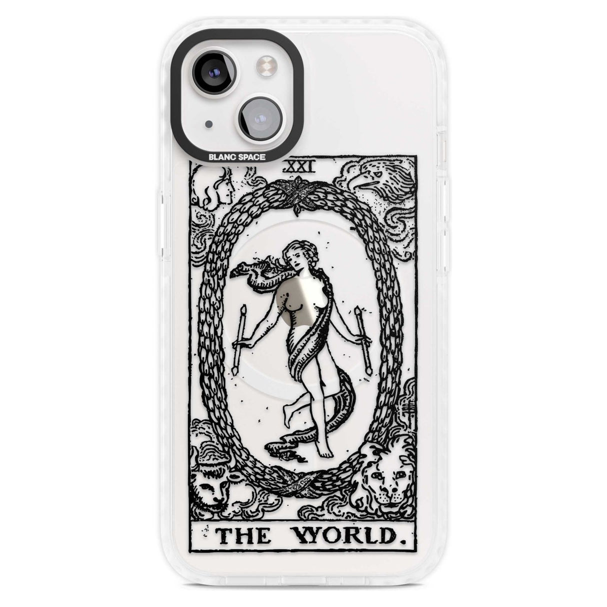 Personalised The World Tarot Card - Transparent Custom Phone Case iPhone 15 Plus / Magsafe Impact Case,iPhone 15 / Magsafe Impact Case Blanc Space