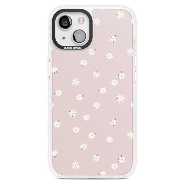 Painted Daises on Pink Phone Case iPhone 15 Plus / Magsafe Impact Case,iPhone 15 / Magsafe Impact Case Blanc Space