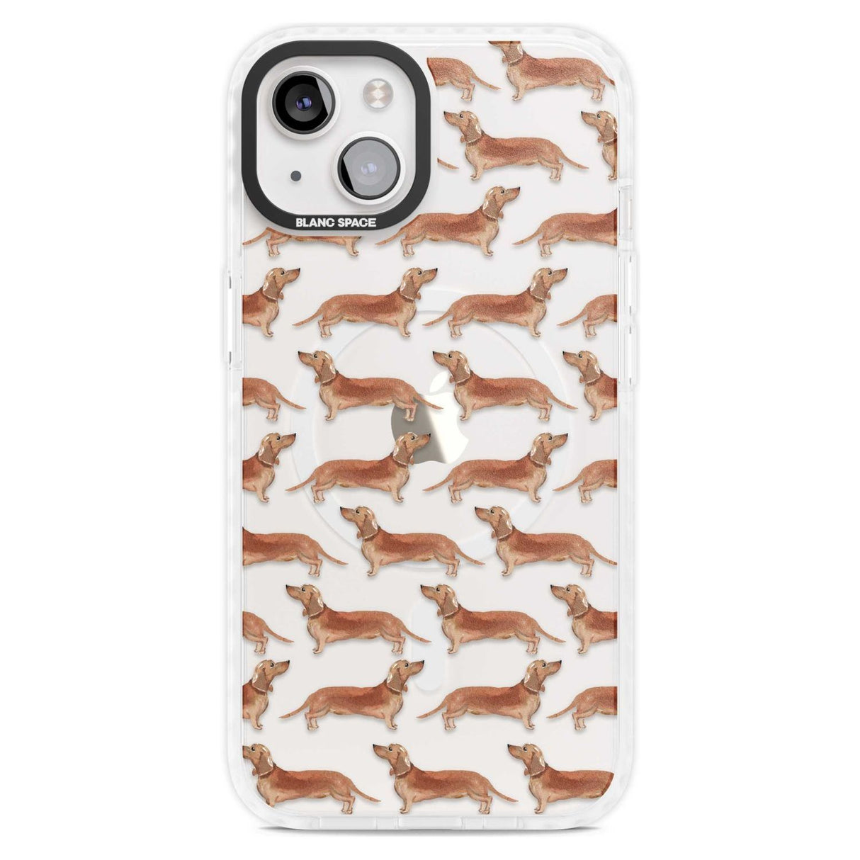 Dachshund (Red) Watercolour Dog Pattern Phone Case iPhone 15 Plus / Magsafe Impact Case,iPhone 15 / Magsafe Impact Case Blanc Space