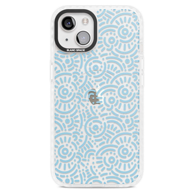 Light Blue Pattern Memphis Retro Pattern Design Phone Case iPhone 15 Plus / Magsafe Impact Case,iPhone 15 / Magsafe Impact Case Blanc Space