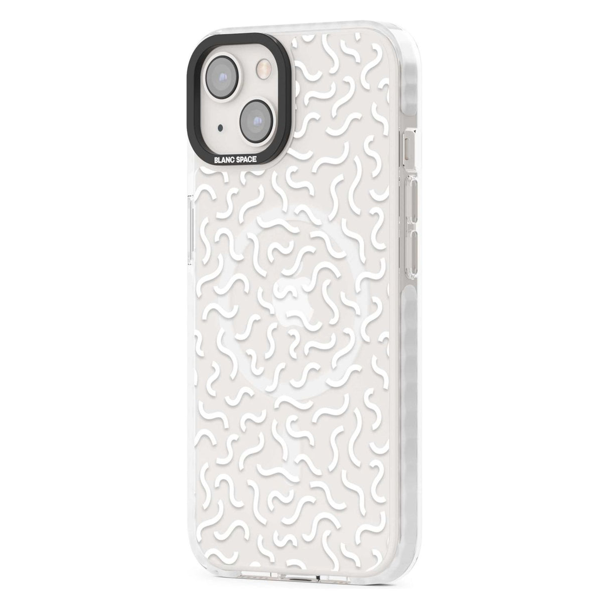 White Wavy Squiggles Memphis Retro Pattern Design