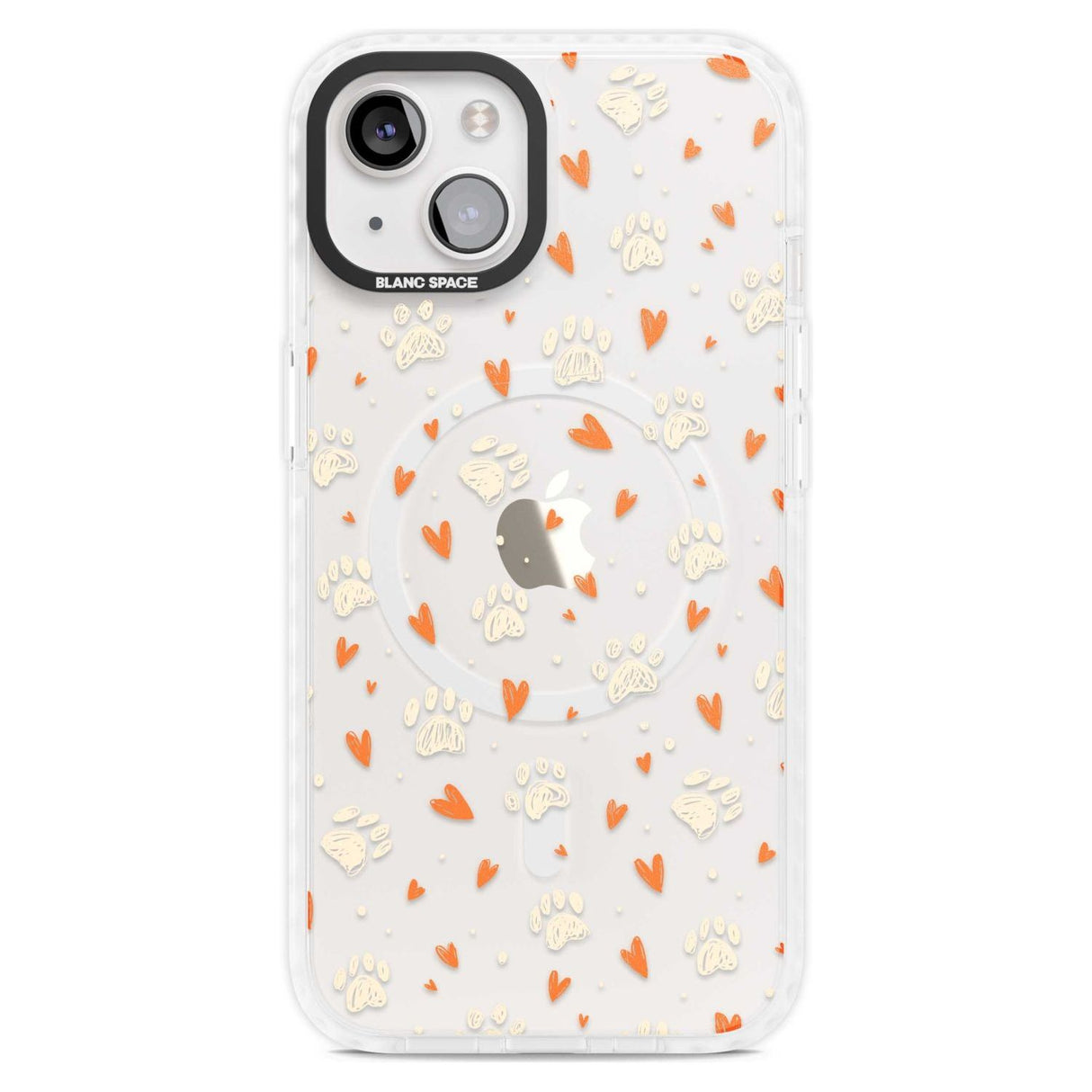 Paws & Hearts Pattern (Clear) Phone Case iPhone 15 Plus / Magsafe Impact Case,iPhone 15 / Magsafe Impact Case Blanc Space