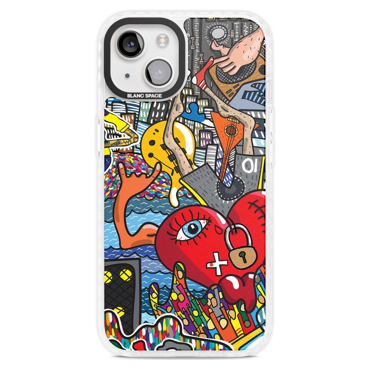 Crowd Tsunami Phone Case iPhone 15 Plus / Magsafe Impact Case,iPhone 15 / Magsafe Impact Case Blanc Space