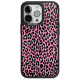 Green on Pink Leopard Print Pattern Phone Case iPhone 15 Pro Max / Magsafe Black Impact Case,iPhone 15 Pro / Magsafe Black Impact Case,iPhone 14 Pro Max / Magsafe Black Impact Case,iPhone 14 Pro / Magsafe Black Impact Case,iPhone 13 Pro / Magsafe Black Impact Case Blanc Space