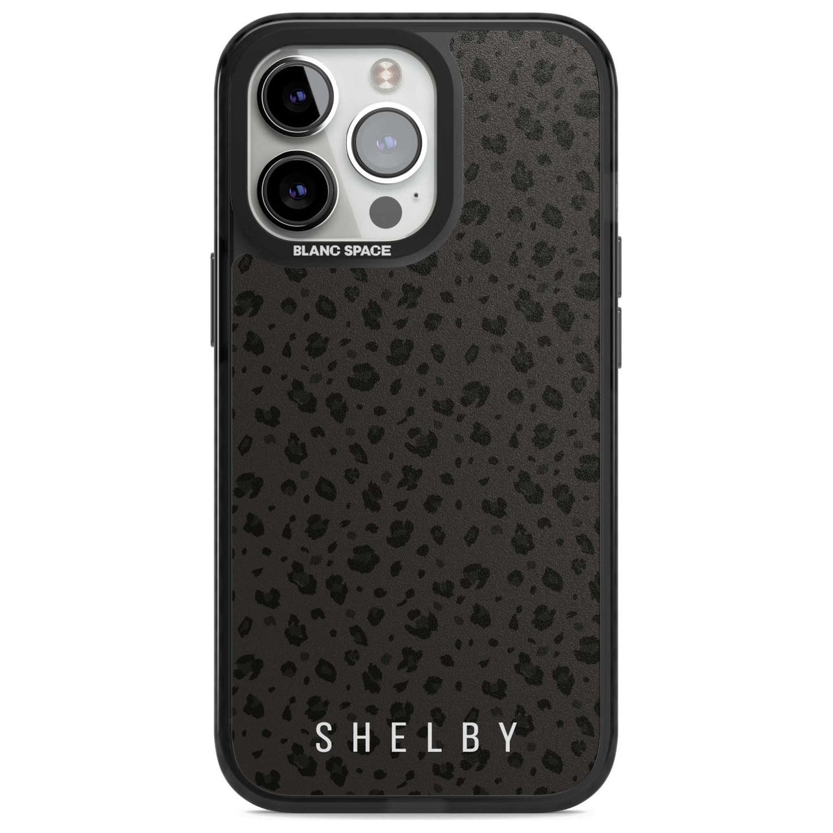 Personalised Minimal Lettering Dark Leopard Custom Phone Case iPhone 15 Pro Max / Magsafe Black Impact Case,iPhone 15 Pro / Magsafe Black Impact Case,iPhone 14 Pro Max / Magsafe Black Impact Case,iPhone 14 Pro / Magsafe Black Impact Case,iPhone 13 Pro / Magsafe Black Impact Case Blanc Space