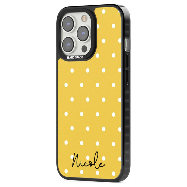 Personalised Yellow Polka Dot Custom Phone Case iPhone 15 Pro Max / Black Impact Case,iPhone 15 Plus / Black Impact Case,iPhone 15 Pro / Black Impact Case,iPhone 15 / Black Impact Case,iPhone 15 Pro Max / Impact Case,iPhone 15 Plus / Impact Case,iPhone 15 Pro / Impact Case,iPhone 15 / Impact Case,iPhone 15 Pro Max / Magsafe Black Impact Case,iPhone 15 Plus / Magsafe Black Impact Case,iPhone 15 Pro / Magsafe Black Impact Case,iPhone 15 / Magsafe Black Impact Case,iPhone 14 Pro Max / Black Impact Case,iPhone 