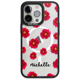 Personalised Red Peonies & Cursive Custom Phone Case iPhone 15 Pro Max / Magsafe Black Impact Case,iPhone 15 Pro / Magsafe Black Impact Case,iPhone 14 Pro Max / Magsafe Black Impact Case,iPhone 14 Pro / Magsafe Black Impact Case,iPhone 13 Pro / Magsafe Black Impact Case Blanc Space