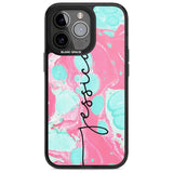 Personalised Turquoise & Pink - Marbled Custom Phone Case iPhone 15 Pro Max / Magsafe Black Impact Case,iPhone 15 Pro / Magsafe Black Impact Case,iPhone 14 Pro Max / Magsafe Black Impact Case,iPhone 14 Pro / Magsafe Black Impact Case,iPhone 13 Pro / Magsafe Black Impact Case Blanc Space