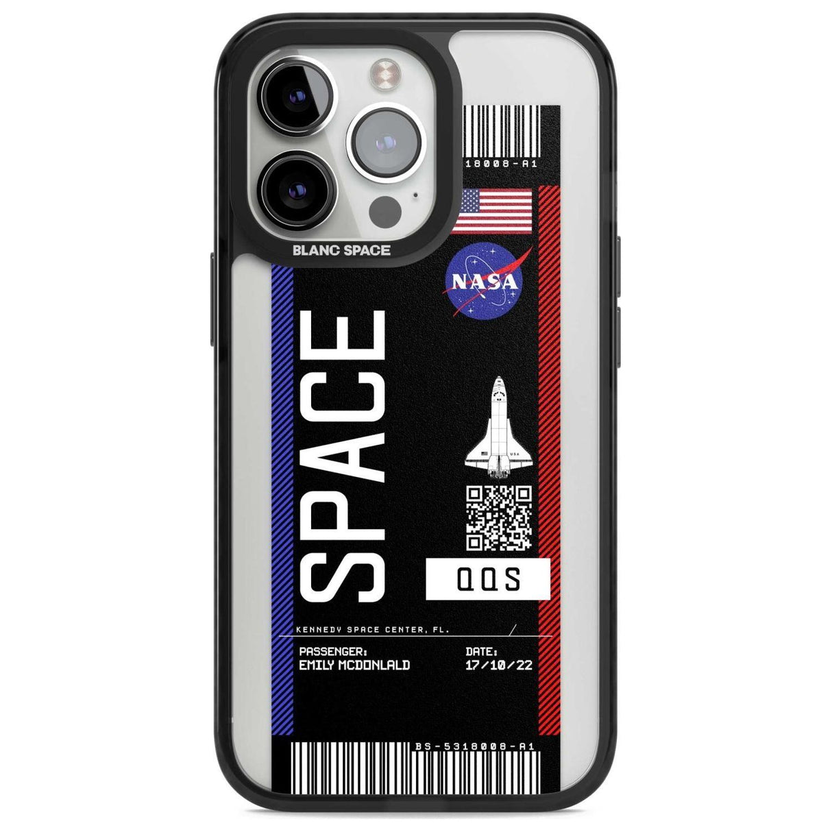 Personalised NASA Boarding Pass (Dark) Custom Phone Case iPhone 15 Pro Max / Magsafe Black Impact Case,iPhone 15 Pro / Magsafe Black Impact Case,iPhone 14 Pro Max / Magsafe Black Impact Case,iPhone 14 Pro / Magsafe Black Impact Case,iPhone 13 Pro / Magsafe Black Impact Case Blanc Space