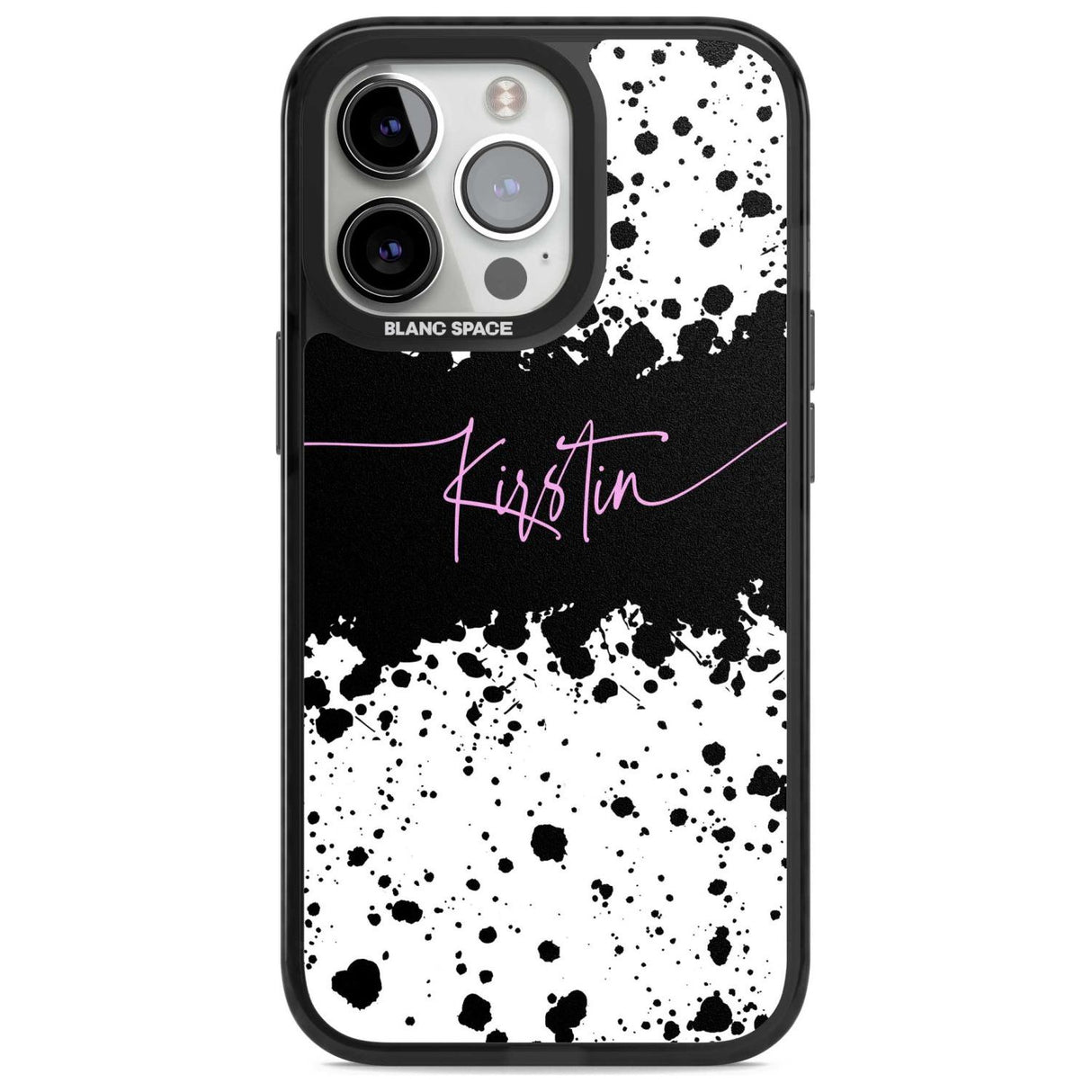 Personalised Black & White Paint Splatters Custom Phone Case iPhone 15 Pro Max / Magsafe Black Impact Case,iPhone 15 Pro / Magsafe Black Impact Case,iPhone 14 Pro Max / Magsafe Black Impact Case,iPhone 14 Pro / Magsafe Black Impact Case,iPhone 13 Pro / Magsafe Black Impact Case Blanc Space