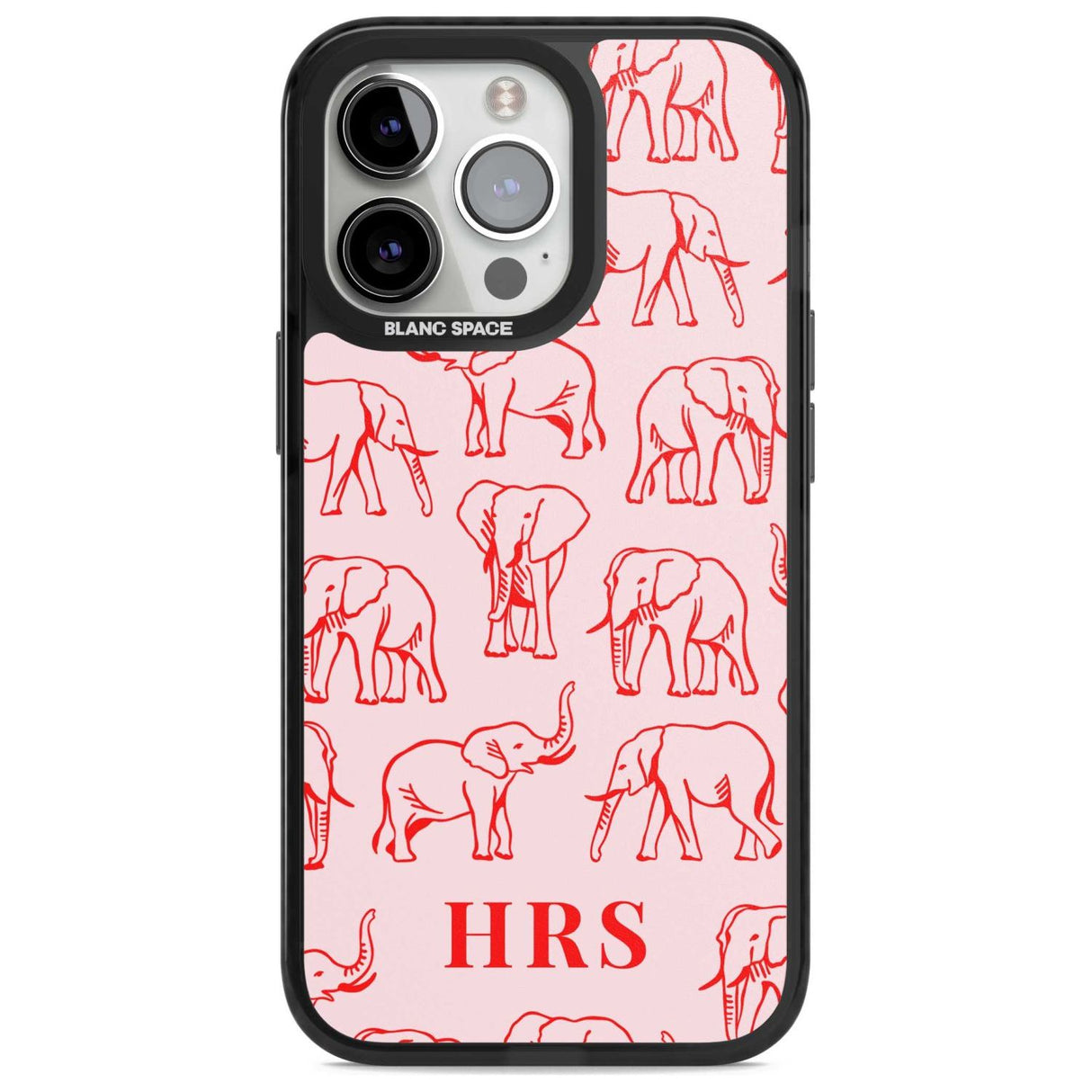 Personalised Red Elephant Outlines on Pink Custom Phone Case iPhone 15 Pro Max / Magsafe Black Impact Case,iPhone 15 Pro / Magsafe Black Impact Case,iPhone 14 Pro Max / Magsafe Black Impact Case,iPhone 14 Pro / Magsafe Black Impact Case,iPhone 13 Pro / Magsafe Black Impact Case Blanc Space