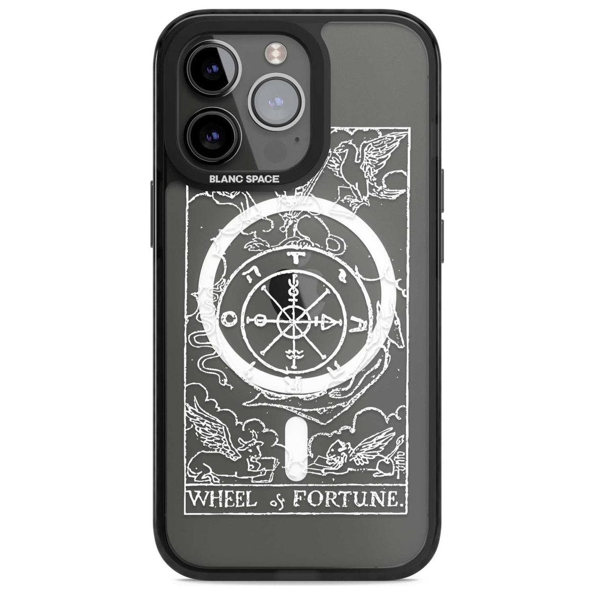 Personalised Wheel of Fortune Tarot Card - White Transparent Custom Phone Case iPhone 15 Pro Max / Magsafe Black Impact Case,iPhone 15 Pro / Magsafe Black Impact Case,iPhone 14 Pro Max / Magsafe Black Impact Case,iPhone 14 Pro / Magsafe Black Impact Case,iPhone 13 Pro / Magsafe Black Impact Case Blanc Space