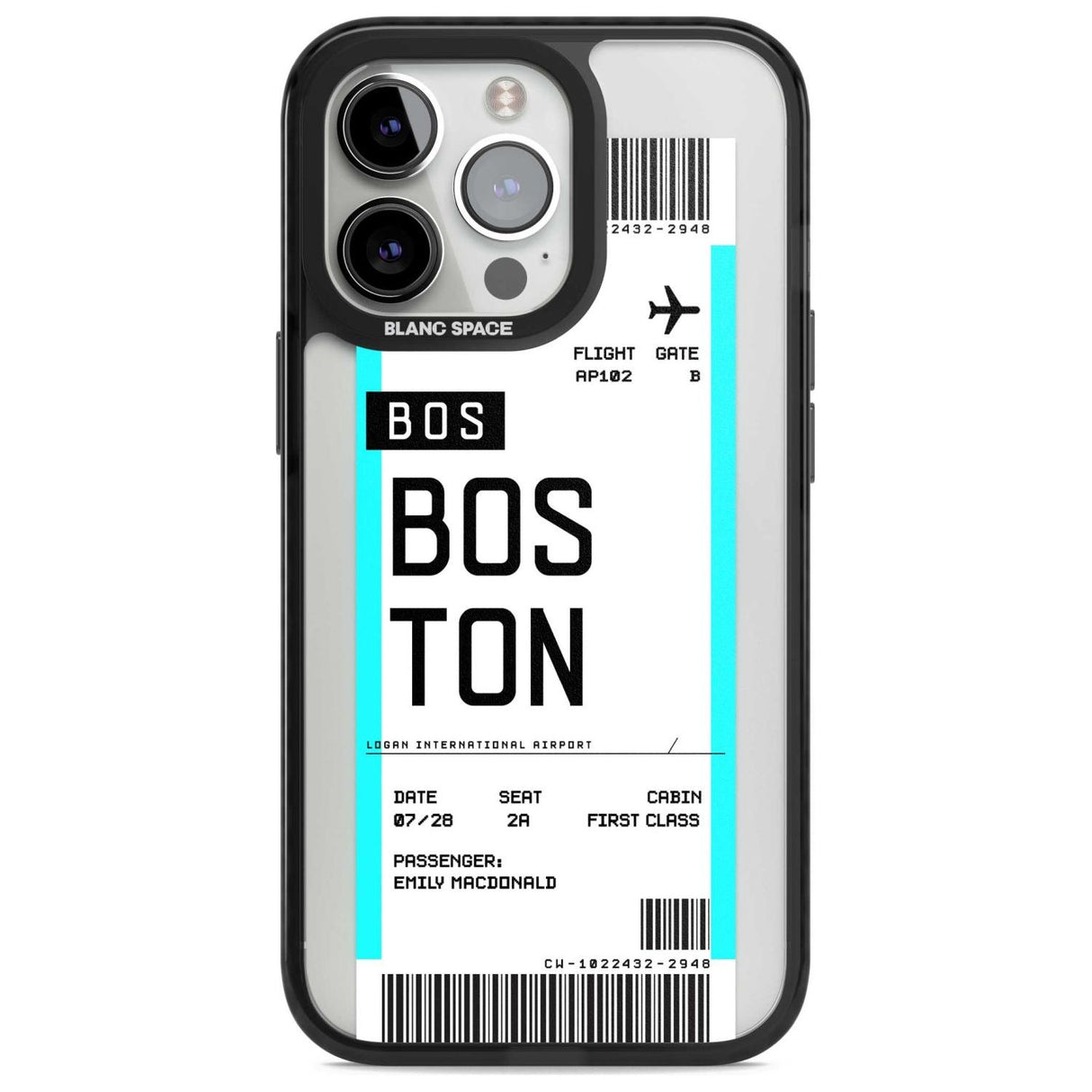 Personalised Boston Boarding Pass Custom Phone Case iPhone 15 Pro Max / Magsafe Black Impact Case,iPhone 15 Pro / Magsafe Black Impact Case,iPhone 14 Pro Max / Magsafe Black Impact Case,iPhone 14 Pro / Magsafe Black Impact Case,iPhone 13 Pro / Magsafe Black Impact Case Blanc Space