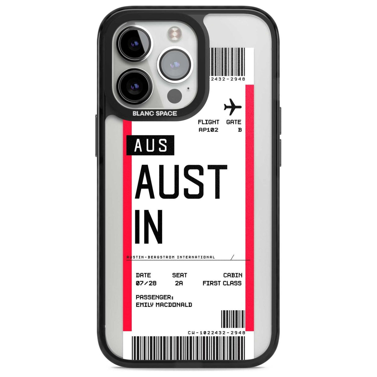 Personalised Austin Boarding Pass Custom Phone Case iPhone 15 Pro Max / Magsafe Black Impact Case,iPhone 15 Pro / Magsafe Black Impact Case,iPhone 14 Pro Max / Magsafe Black Impact Case,iPhone 14 Pro / Magsafe Black Impact Case,iPhone 13 Pro / Magsafe Black Impact Case Blanc Space