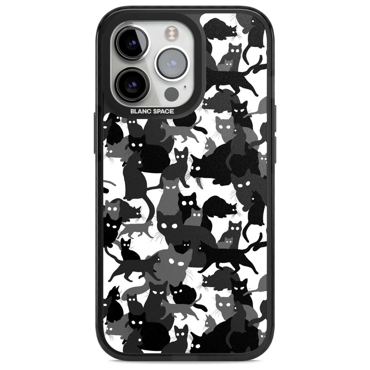 Black & White Cat Camouflage Phone Case iPhone 15 Pro Max / Magsafe Black Impact Case,iPhone 15 Pro / Magsafe Black Impact Case,iPhone 14 Pro Max / Magsafe Black Impact Case,iPhone 14 Pro / Magsafe Black Impact Case,iPhone 13 Pro / Magsafe Black Impact Case Blanc Space