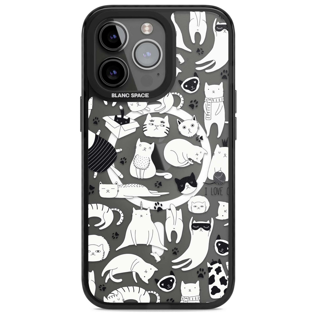 Cartoon Cat Collage - Black & White Phone Case iPhone 15 Pro Max / Magsafe Black Impact Case,iPhone 15 Pro / Magsafe Black Impact Case,iPhone 14 Pro Max / Magsafe Black Impact Case,iPhone 14 Pro / Magsafe Black Impact Case,iPhone 13 Pro / Magsafe Black Impact Case Blanc Space