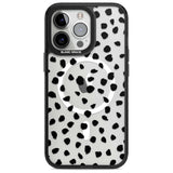 Black on Transparent Dalmatian Polka Dot Spots Phone Case iPhone 15 Pro Max / Magsafe Black Impact Case,iPhone 15 Pro / Magsafe Black Impact Case,iPhone 14 Pro Max / Magsafe Black Impact Case,iPhone 14 Pro / Magsafe Black Impact Case,iPhone 13 Pro / Magsafe Black Impact Case Blanc Space