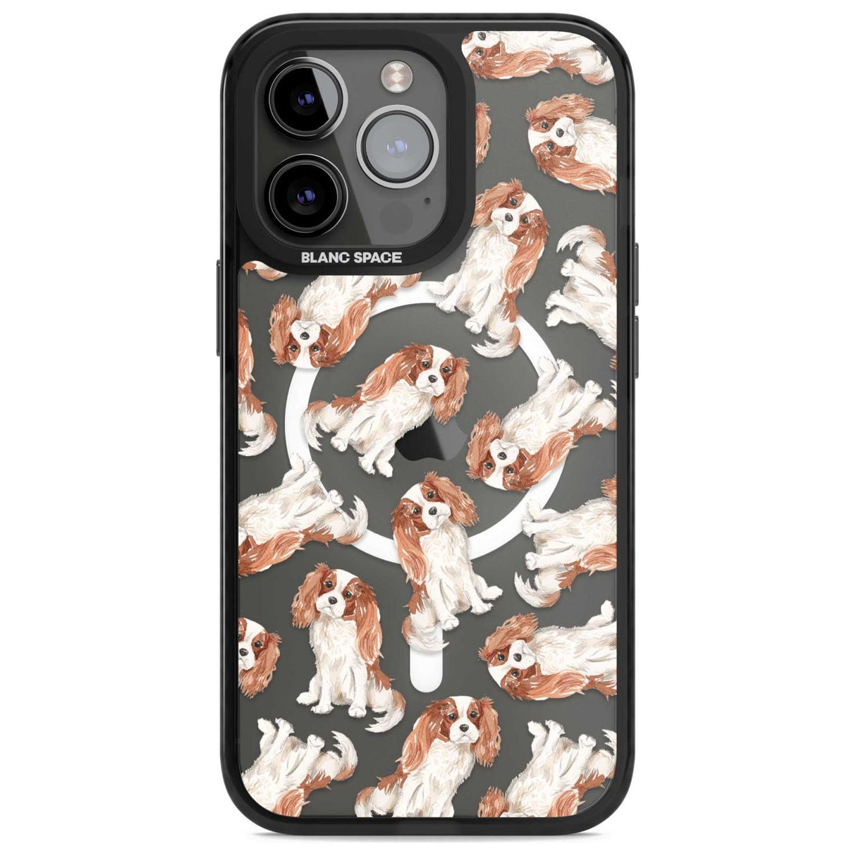 Cavalier King Charles Spaniel Dog Pattern Phone Case iPhone 15 Pro Max / Magsafe Black Impact Case,iPhone 15 Pro / Magsafe Black Impact Case,iPhone 14 Pro Max / Magsafe Black Impact Case,iPhone 14 Pro / Magsafe Black Impact Case,iPhone 13 Pro / Magsafe Black Impact Case Blanc Space