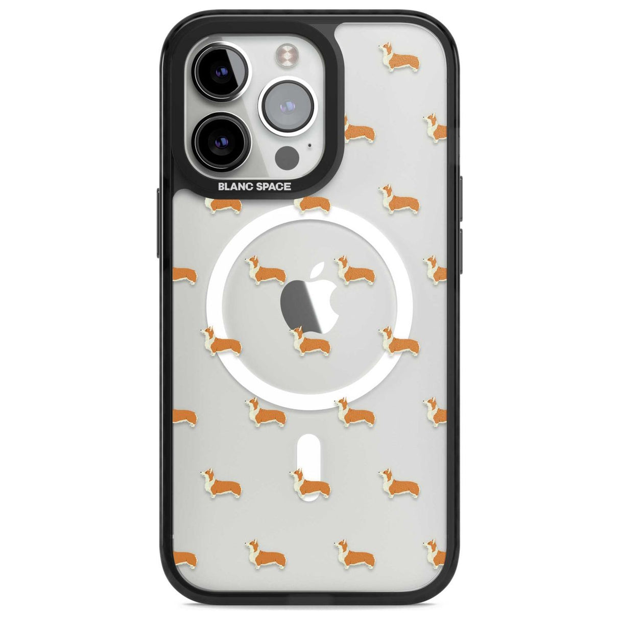 Pembroke Welsh Corgi Dog Pattern Clear Phone Case iPhone 15 Pro Max / Magsafe Black Impact Case,iPhone 15 Pro / Magsafe Black Impact Case,iPhone 14 Pro Max / Magsafe Black Impact Case,iPhone 14 Pro / Magsafe Black Impact Case,iPhone 13 Pro / Magsafe Black Impact Case Blanc Space