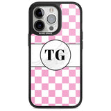 Personalised Monogrammed Pink Check Phone Case iPhone 15 Pro / Magsafe Black Impact Case,iPhone 15 Pro Max / Magsafe Black Impact Case,iPhone 14 Pro Max / Magsafe Black Impact Case,iPhone 13 Pro / Magsafe Black Impact Case,iPhone 14 Pro / Magsafe Black Impact Case Blanc Space