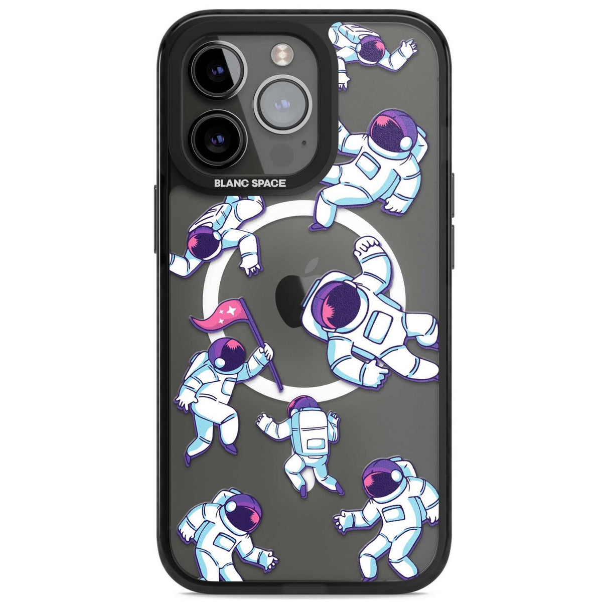 Astronaut Pattern Phone Case iPhone 15 Pro / Magsafe Black Impact Case,iPhone 15 Pro Max / Magsafe Black Impact Case,iPhone 14 Pro Max / Magsafe Black Impact Case,iPhone 13 Pro / Magsafe Black Impact Case,iPhone 14 Pro / Magsafe Black Impact Case Blanc Space