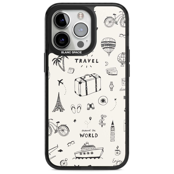 Cute Travel Pattern, White On