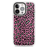 Green on Pink Leopard Print Pattern Phone Case iPhone 15 Pro Max / Magsafe Impact Case,iPhone 15 Pro / Magsafe Impact Case Blanc Space