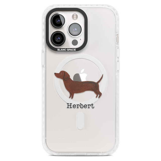 Personalised Hand Painted Sausage Dog Custom Phone Case iPhone 15 Pro Max / Magsafe Impact Case,iPhone 15 Pro / Magsafe Impact Case Blanc Space