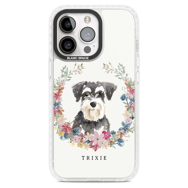 Personalised Miniature Schnauzer - Watercolour Dog Portrait Custom Phone Case iPhone 15 Pro Max / Magsafe Impact Case,iPhone 15 Pro / Magsafe Impact Case Blanc Space