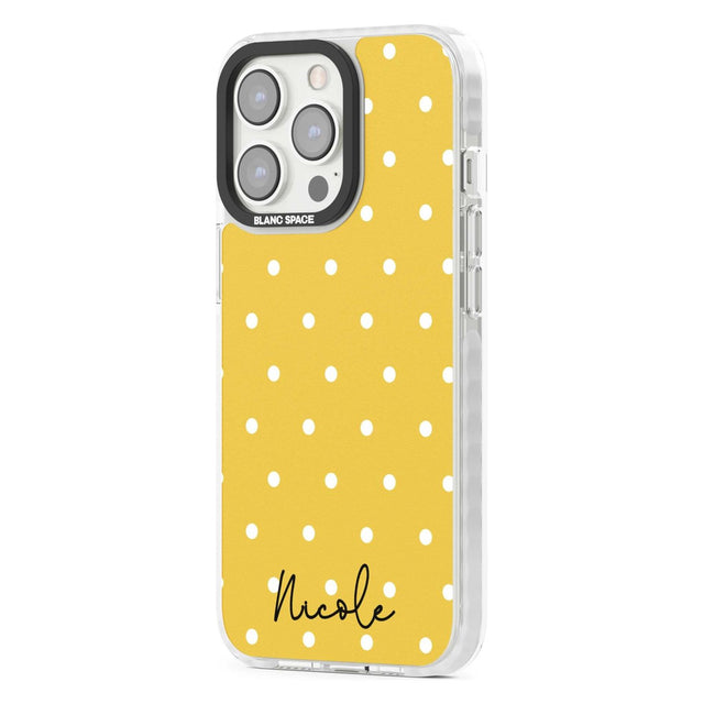 Personalised Yellow Polka Dot Custom Phone Case iPhone 15 Pro Max / Black Impact Case,iPhone 15 Plus / Black Impact Case,iPhone 15 Pro / Black Impact Case,iPhone 15 / Black Impact Case,iPhone 15 Pro Max / Impact Case,iPhone 15 Plus / Impact Case,iPhone 15 Pro / Impact Case,iPhone 15 / Impact Case,iPhone 15 Pro Max / Magsafe Black Impact Case,iPhone 15 Plus / Magsafe Black Impact Case,iPhone 15 Pro / Magsafe Black Impact Case,iPhone 15 / Magsafe Black Impact Case,iPhone 14 Pro Max / Black Impact Case,iPhone 