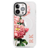 Personalised Clear Vintage Floral Pink Peonies Custom Phone Case iPhone 15 Pro Max / Magsafe Impact Case,iPhone 15 Pro / Magsafe Impact Case Blanc Space