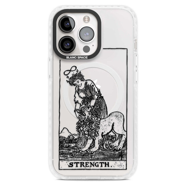 Personalised Strength Tarot Card - Transparent Custom Phone Case iPhone 15 Pro Max / Magsafe Impact Case,iPhone 15 Pro / Magsafe Impact Case Blanc Space