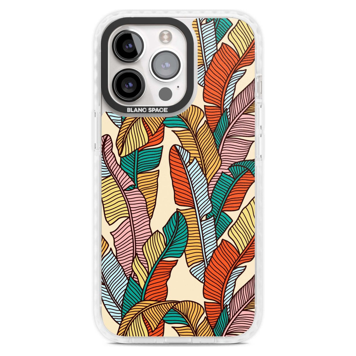 Pastel Palm Leaves Phone Case iPhone 15 Pro Max / Magsafe Impact Case,iPhone 15 Pro / Magsafe Impact Case Blanc Space