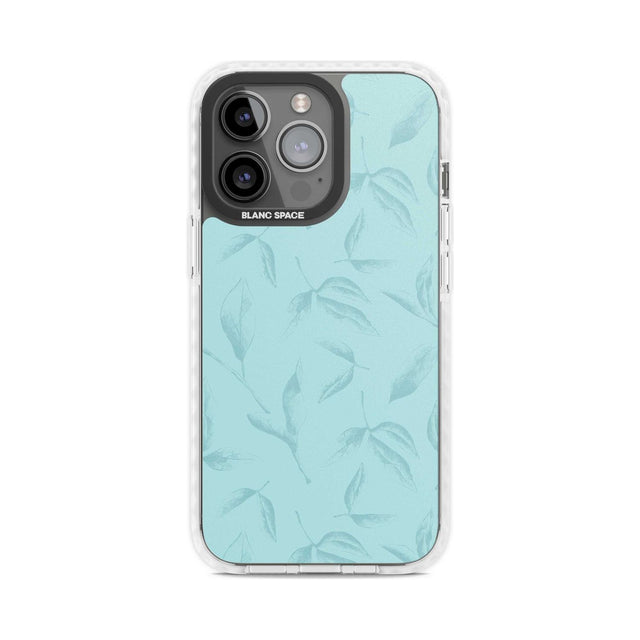 Blue Leaves Vintage Botanical Phone Case iPhone 15 Pro Max / Magsafe Impact Case,iPhone 15 Pro / Magsafe Impact Case Blanc Space