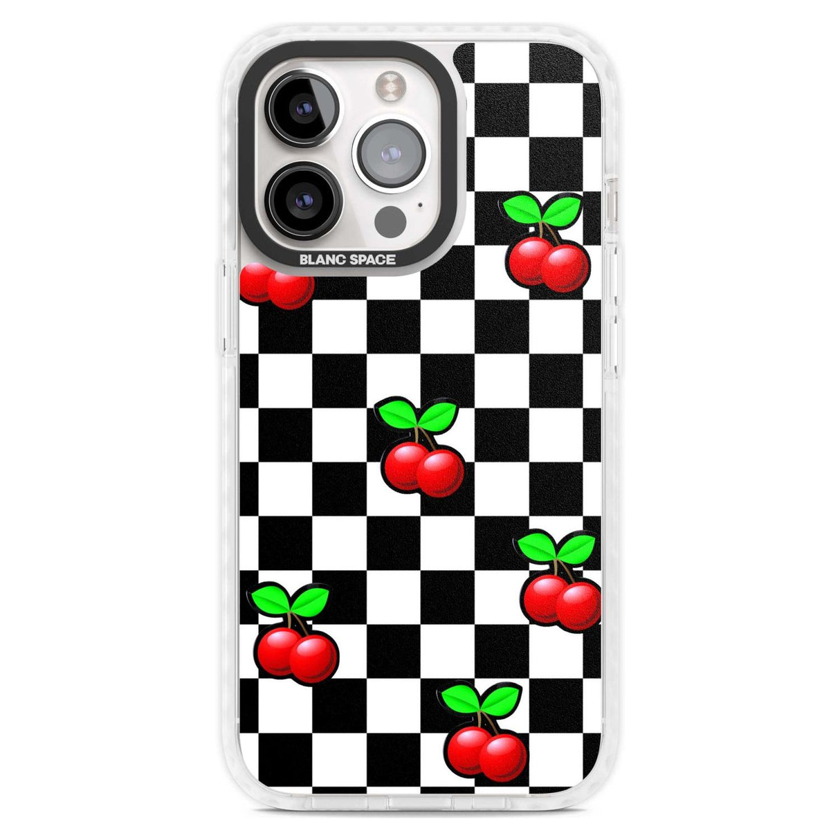Checkered Cherry Phone Case iPhone 15 Pro Max / Magsafe Impact Case,iPhone 15 Pro / Magsafe Impact Case Blanc Space