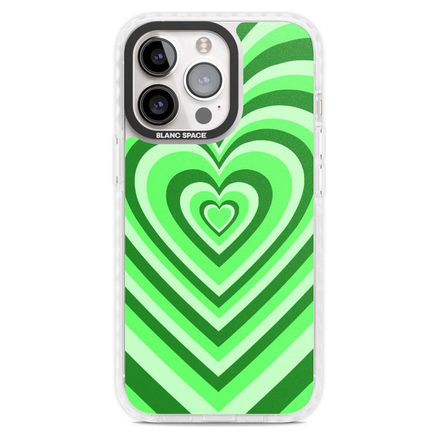 Green Heart Illusion Phone Case iPhone 15 Pro Max / Magsafe Impact Case,iPhone 15 Pro / Magsafe Impact Case Blanc Space