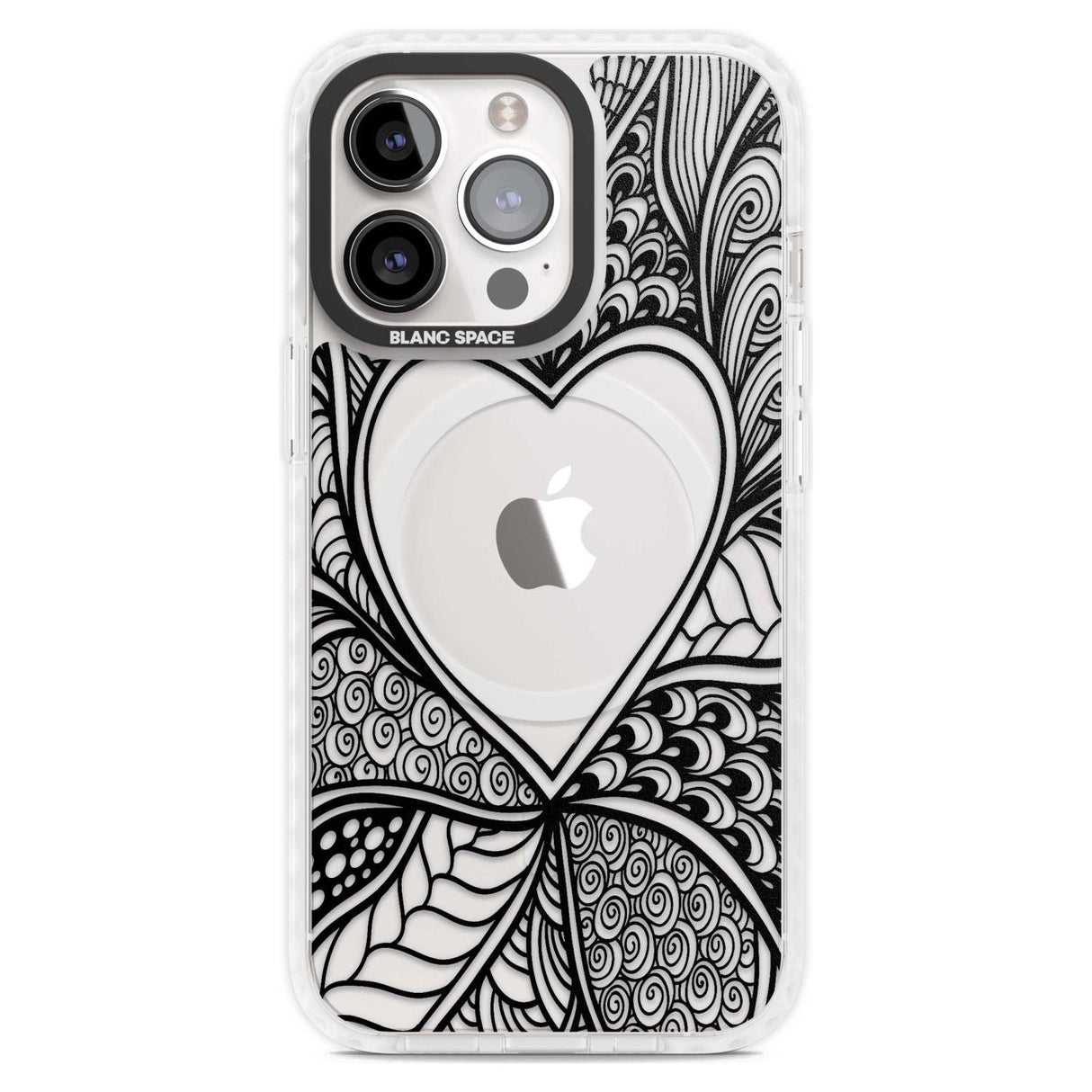 Black Henna Heart Phone Case iPhone 15 Pro Max / Magsafe Impact Case,iPhone 15 Pro / Magsafe Impact Case Blanc Space
