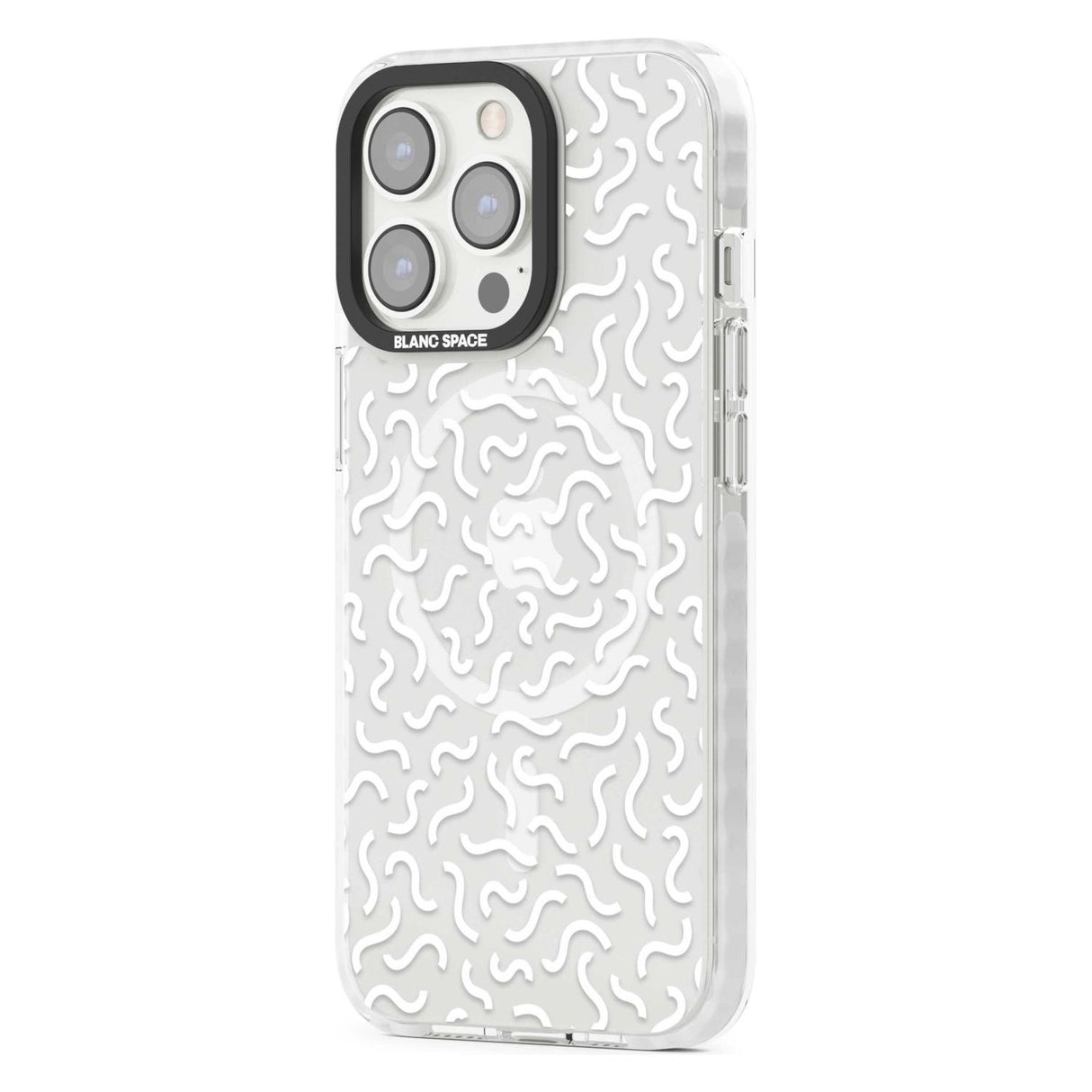 White Wavy Squiggles Memphis Retro Pattern Design