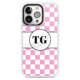 Personalised Monogrammed Pink Check Phone Case iPhone 15 Pro Max / Magsafe Impact Case,iPhone 15 Pro / Magsafe Impact Case Blanc Space