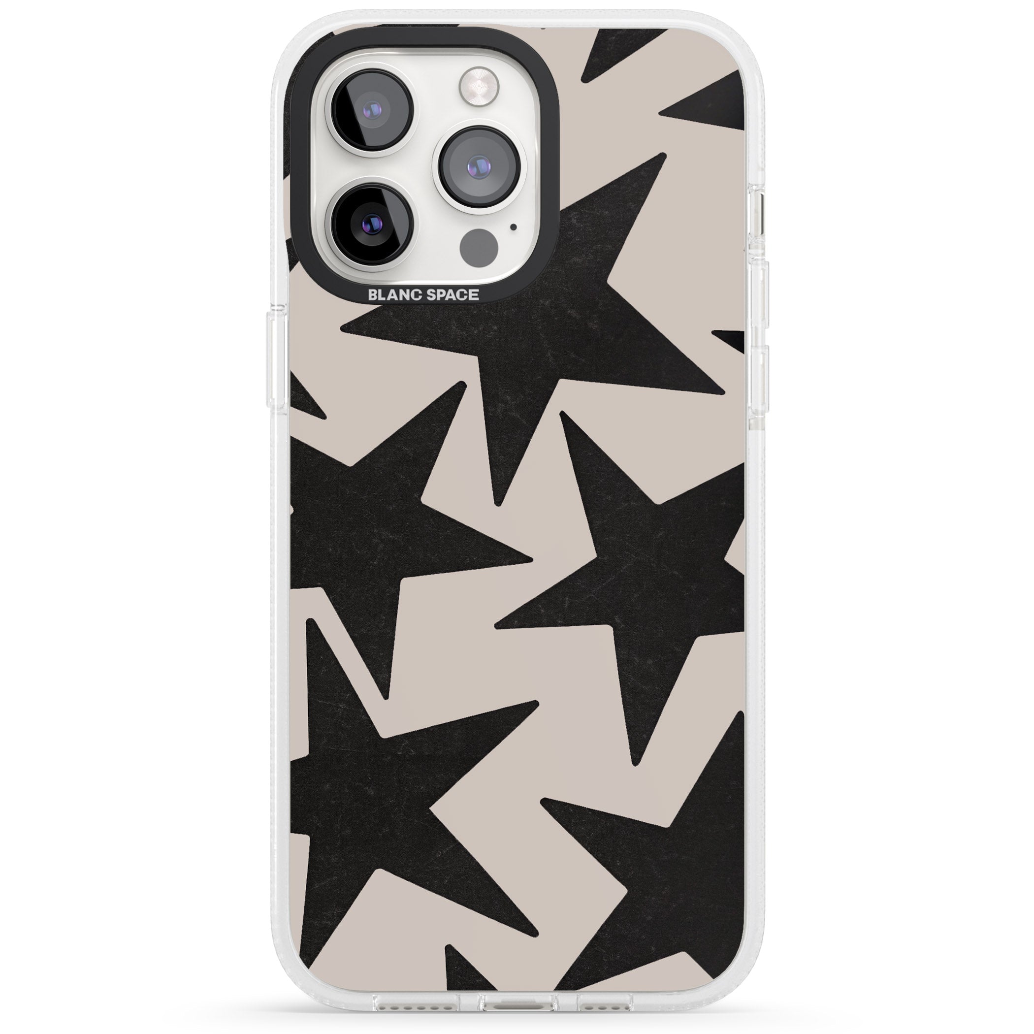 Black Superstars iPhone 15 Pro Max / 15 Pro / 14 Pro Max / 14 Pro / 13 Pro Clear Case Impact Air - Blanc Space