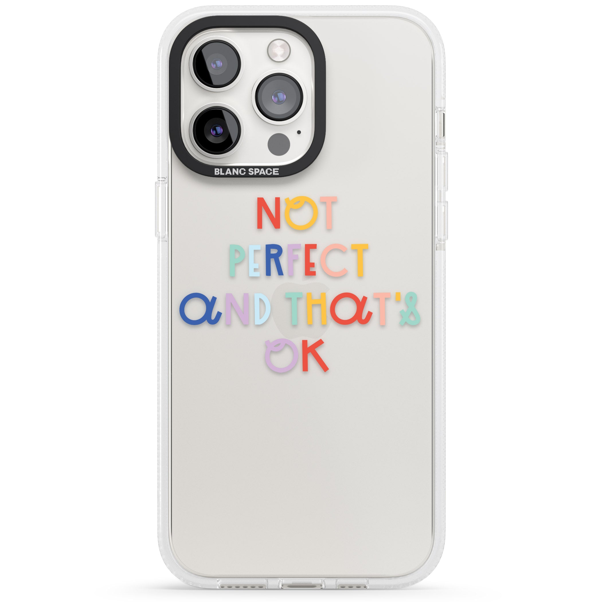 Not Perfect - Clear iPhone 15 Pro Max / 15 Pro / 14 Pro Max / 14 Pro / 13 Pro Clear Case Impact Air - Blanc Space